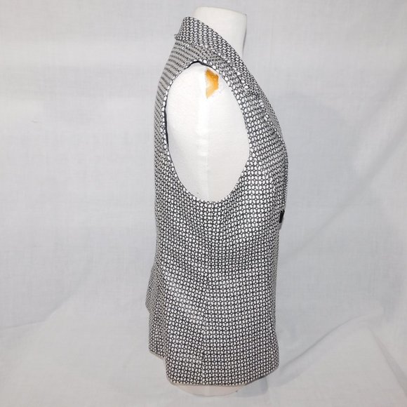 LISETTE L Montreal Womens L White Black pattern Fashion Blazer Vest - Picture 8 of 11